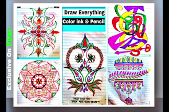hand draw ink illustration mandala art zentangle anything u want