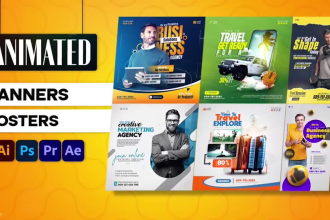 make banner animation, motion flyer, event poster, christmas poster animate