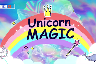 create kids colorful unicorn intro outro