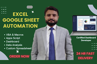 do excel and google sheets automation with dashboard macros