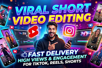 edit viral short videos for tiktok, instagram reels and youtube shorts