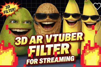 do custom 3d ar vtuber filter for snap camera lens studio streaming burnt peanut