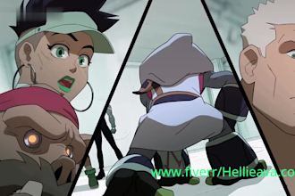 do 2d music video, 2d cartoon animation, 2d anime fighting style, 2d short film