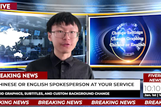 create chinese or english breaking news spokesperson video