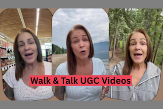 create female ugc walk and talk spokesperson videos outdoors