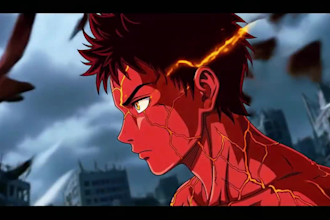 create a cinematic ai anime fight scene with dynamic action dramatic editing