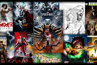 draw cinematic comic, manga cover, movie poster, concept art