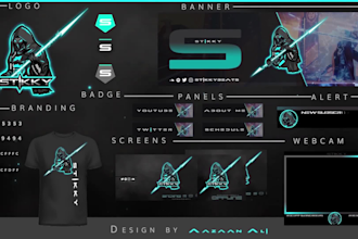 professional animated twitch kick and youtube overlay designs with alerts emotes