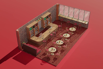create 3d low poly isometric and stylized scene in blender