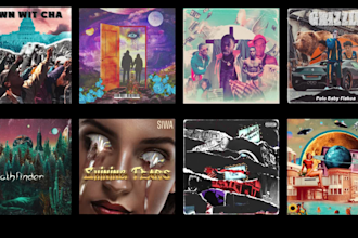 design surreal collage album covers, pop, aesthetic, vintage