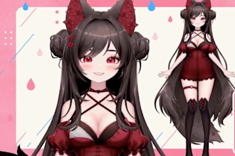 draw 2d vtuber model, live 2d rig, anthro stream avatar, anime vtuber commission