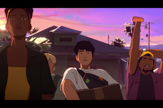create 2d anime animation, cinematic trailer, 2d music video, 2d anime fighting