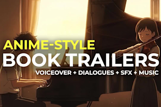create a cinematic anime book trailer for your novel