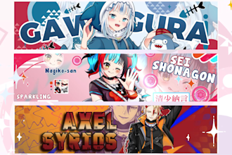 design eye catching anime banner for youtube, twitch, discord, twitter, and more