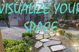 design backyard, landscape, garden, pool, and patio