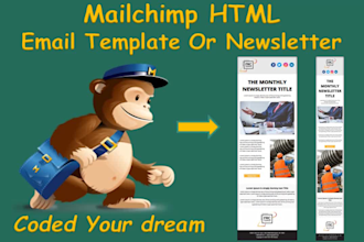design responsive, editable mailchimp HTML email template or newsletter