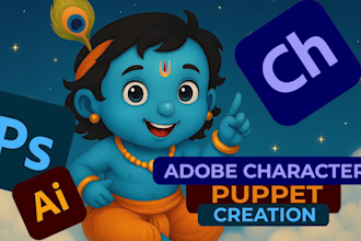create adobe character realistic, cartoonish puppet for you