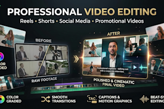 professionally edit your reels, shorts and social media videos