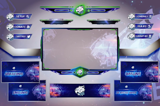 create custom animated twitch overlays, stream logo, obs, kick streamer package