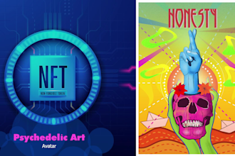 create uniques avatar, psychedelic art style nft collection you can sell