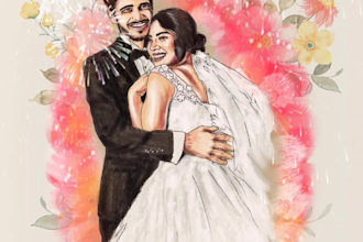 create wedding and portrait art in realistic or cartoon