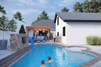 do 3d backyard landscape design with swimming pool garden terrace patio deck bbq