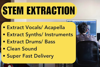 extract vocals, instrumental and other tracks from a song in 24hrs