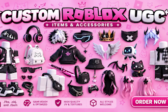 create custom ugc items and professional roblox animation