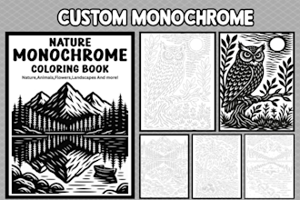 create custom monochrome coloring pages for amazon KDP