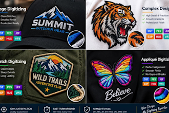 do professional embroidery digitizing and logo digitizing in 2 to 4 hours