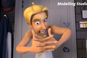create 3d cartoon animation, 3d character animation, blender character model,
