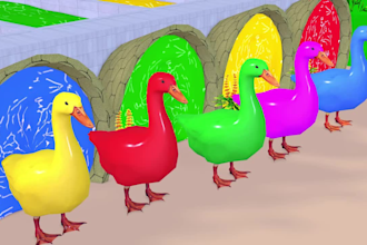 create 3d crossing fountain cartoon for kids paint animals