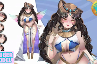 do live 2d chibi anime vtuber character, 3d avatar model, pngtuber mmd arkit rig
