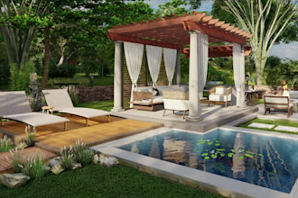 do 3d pool patio pergola gazebo cabana, carport, outdoor living BBQ bar, kitchen