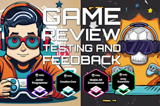 do testing and a game review as a game tester, providing feedback on video games