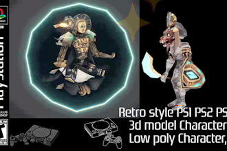make retro ps1, psx, n64 lowpoly 3d character for indie animation and games
