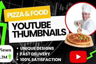 design attractive pizza and food youtube thumbnails