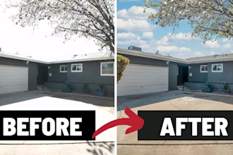 do real estate photo editing and color correction exterior or interior image