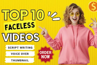 create top 10 videos and faceless cashcow youtube videos