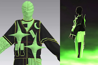 fashion garment, 3d cloth, sewing pattern using clo3d or marvelous designer