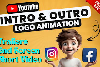 do youtube intro outro video trailer, animated logo in 4k quality