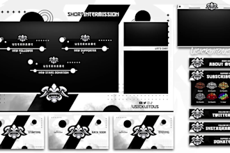 design a custom animated twitch and kick overlay package with logo