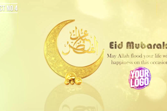 create  ramadan and eid ul fitr greeting videos with logo animation