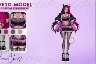 create pro live2d vtuber model, vtuber commission, vtuber rigging, vtube studio