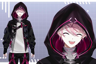 custom anime vtuber model design and live2d, live2d model animation for studios