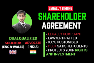 prepare shareholder agreement, investment contract
