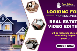 create real estate promo video editing within 12hr