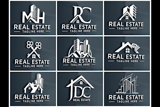 design realtor real estate property mortgage home building construction logo