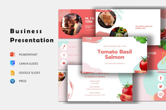 design business proposals and pitch decks in PPT, canva, google slides, prezi