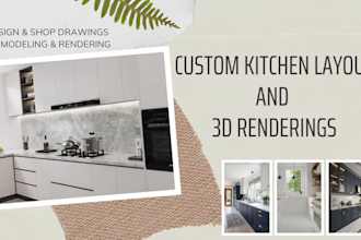 create custom kitchen layout and 3d renderings